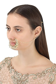 Gold Plated Jadtar and Green Stone Nosering