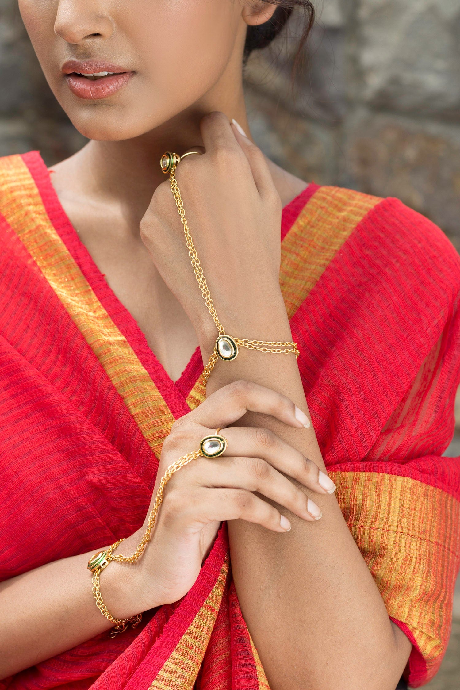 Kundan Chain Hathphool - Set of 2 