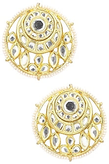 Gold Plated Kundan and Pearls Stud Earrings