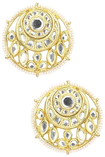Gold Plated Kundan and Pearls Stud Earrings