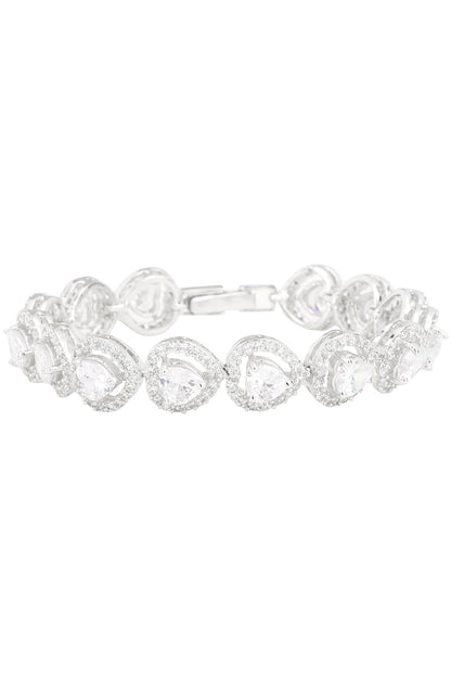 Silver Plated Heart Shaped Swarovski Bracelet