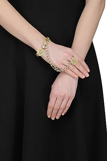 Gold Plated Kundan and Pearls Haath Phool