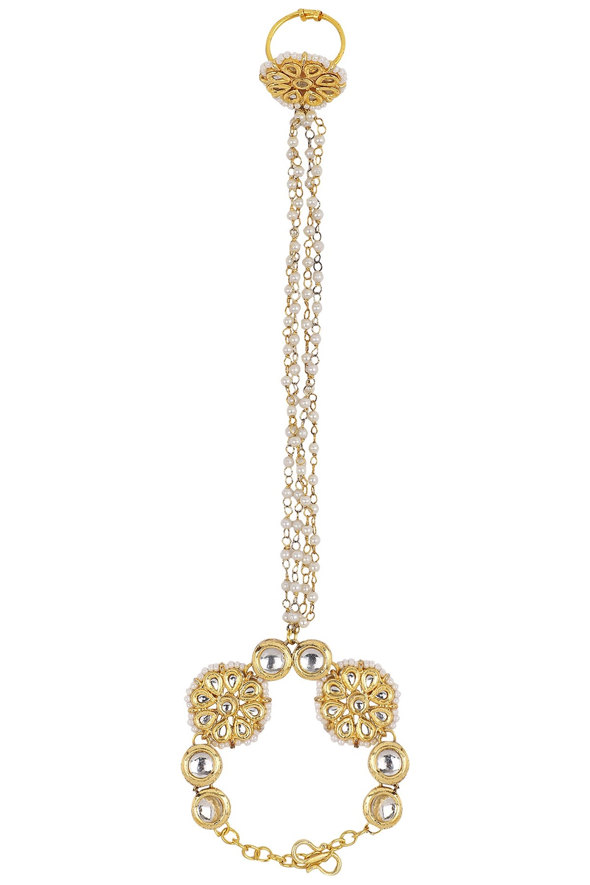 Gold Plated Kundan and Pearls Haath Phool