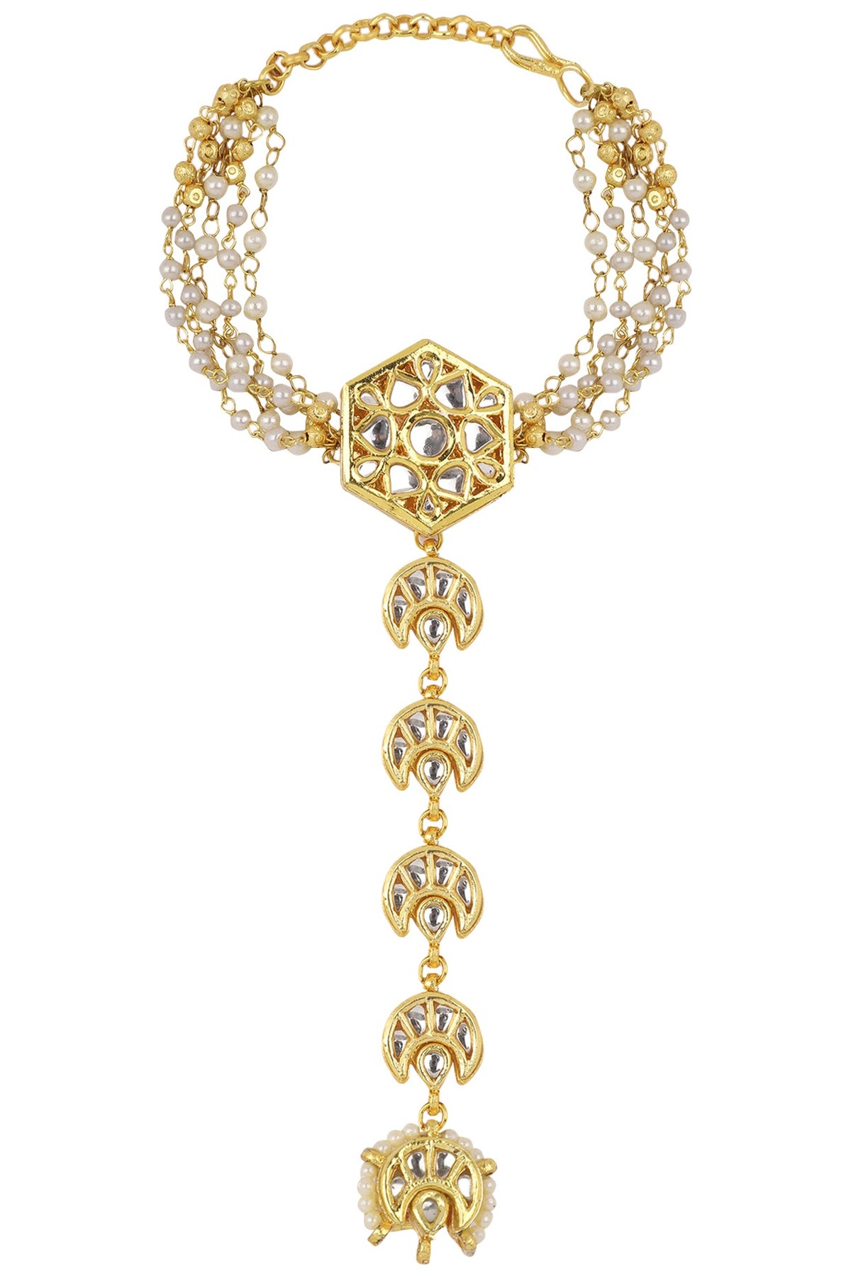 Gold Plated Pearls and Kundan Haath Phool