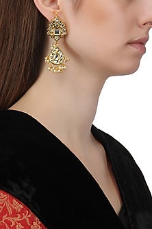 Gold Finish Kundan and Baby Pearls Earrings
