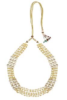 Golden Beads and Kundan Stones Gold Finish String Necklace