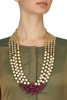 Three Tier Beaded Long Necklace