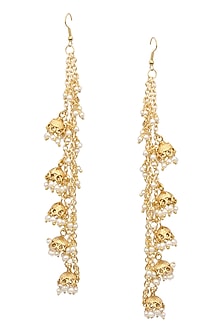 Gold Finish Multiple Chain Jhumki Earrings