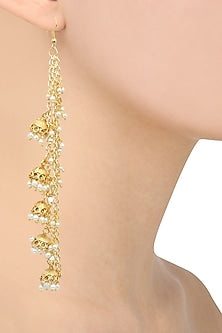 Gold Finish Multiple Chain Jhumki Earrings