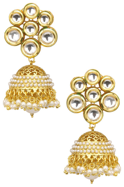 Gold Finish Cutwork Jhumki Earrings