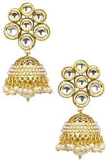 Gold Finish Cutwork Jhumki Earrings