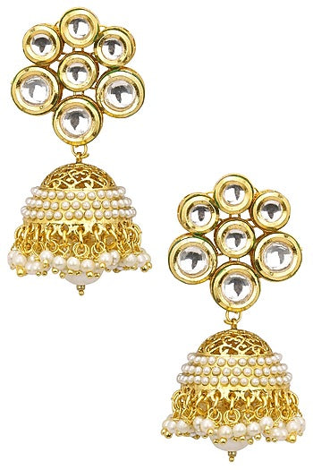 Gold Finish Cutwork Jhumki Earrings
