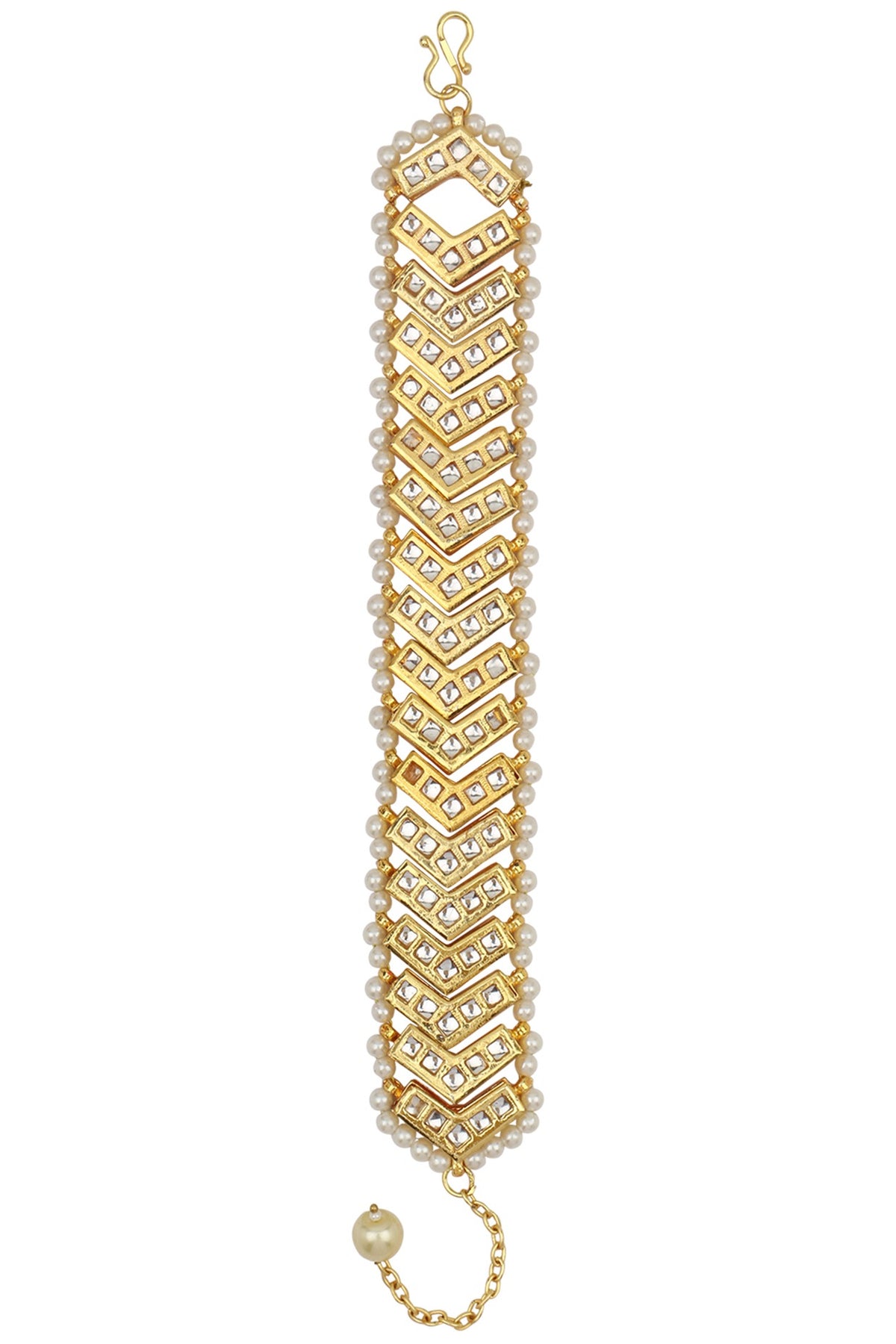 Gold Finish Kundan Bracelet