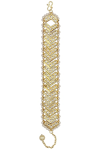Gold Finish Kundan Bracelet