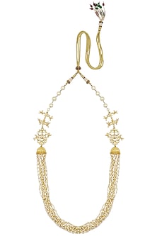 Gold Finish Kundan and Pearl String Necklace