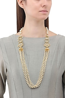 Gold Finish Kundan and Pearl String Necklace