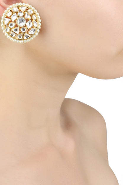 Gold finish uncut polki stud earrings
