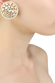 Gold finish uncut polki stud earrings