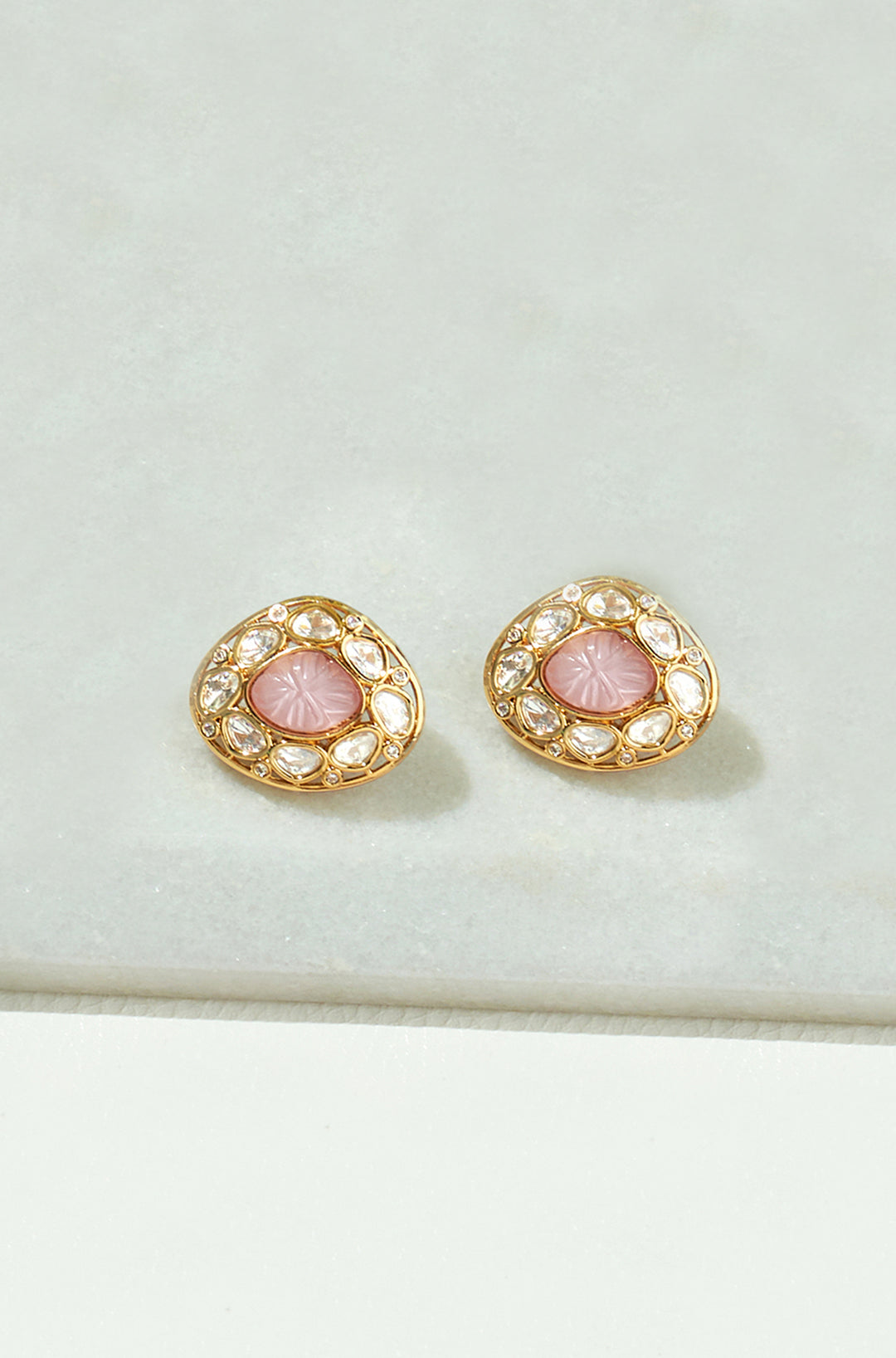 Pink Polki Studs