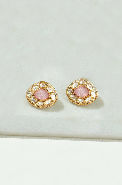Pink Polki Studs