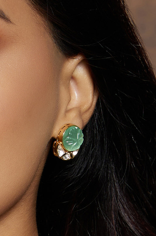 Green Polki Studs