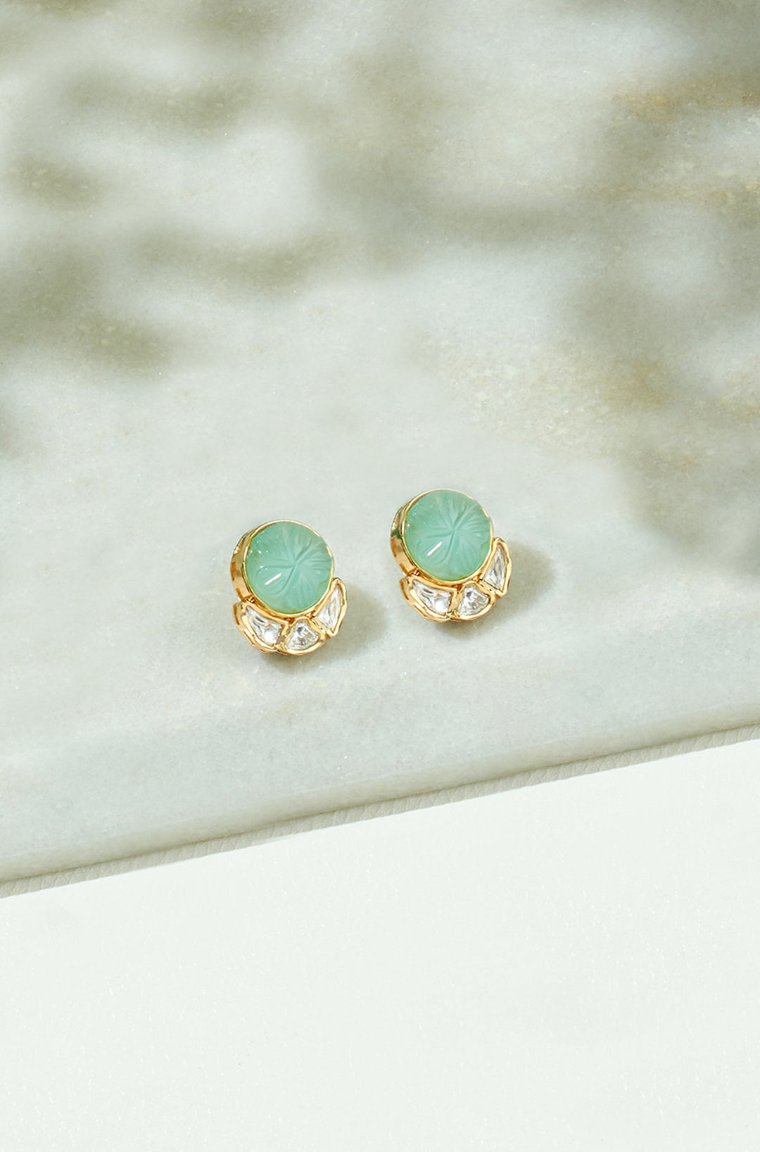 Green Polki Studs