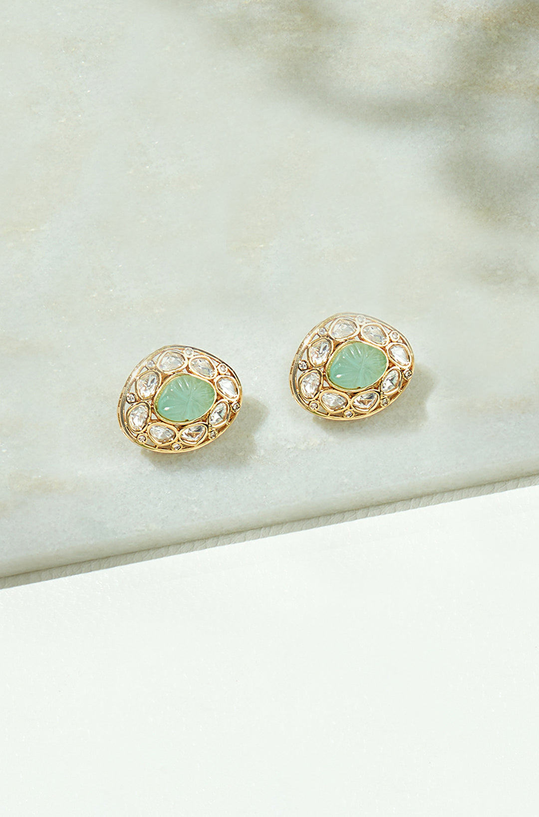 Classic Green Polki Studs