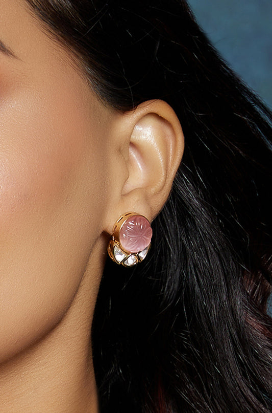 Peach Polki Studs