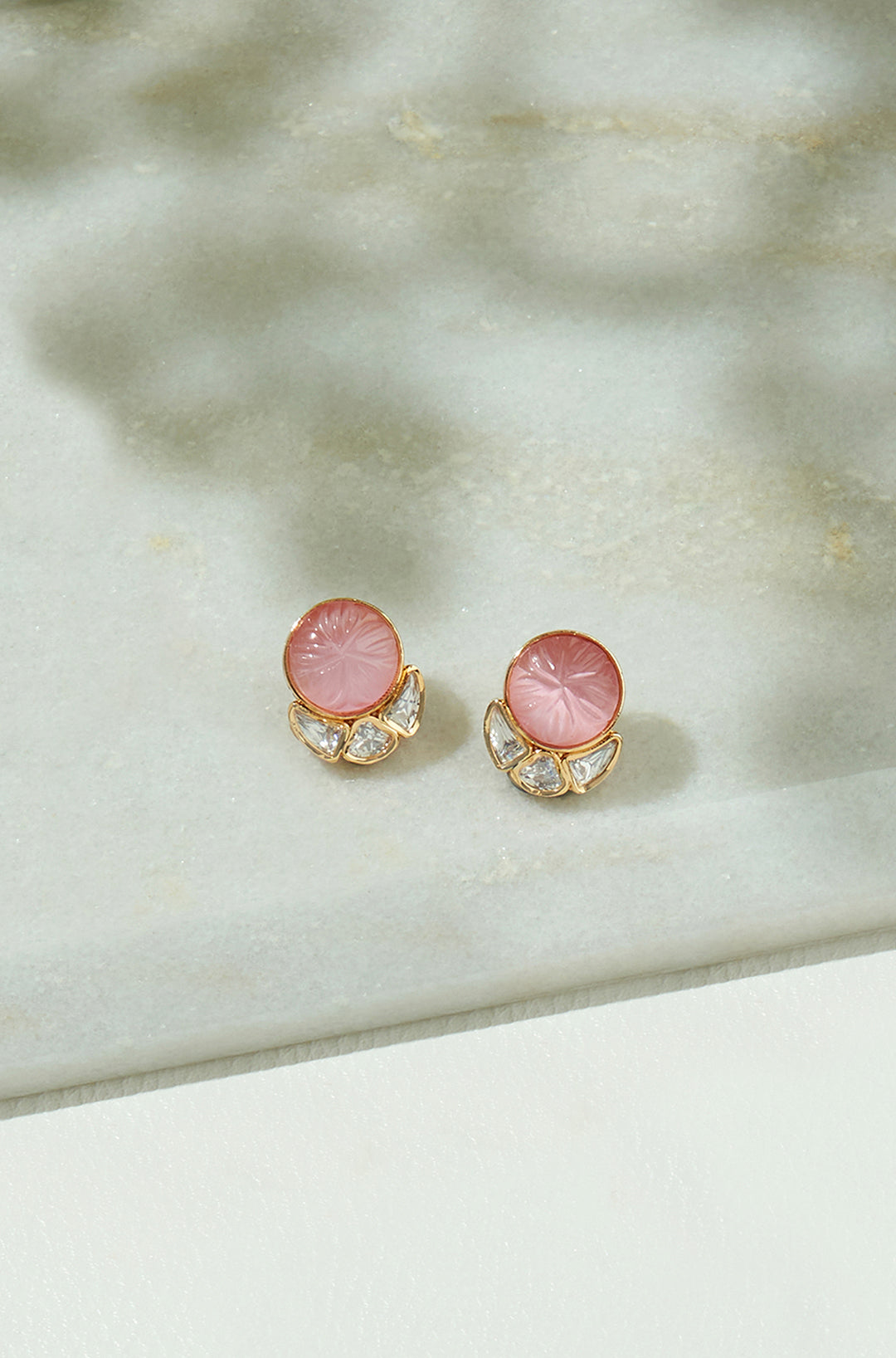 Peach Polki Studs