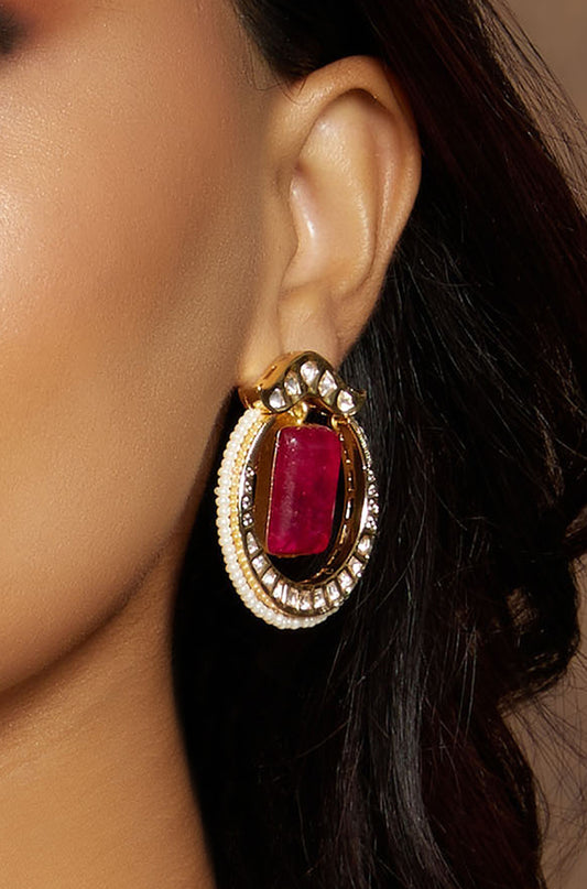 Red Polki Earring