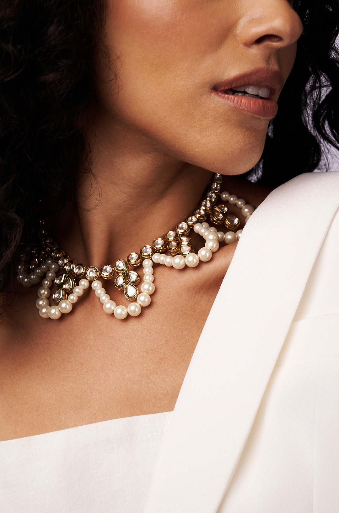 Classic Pearl & Polki Necklace