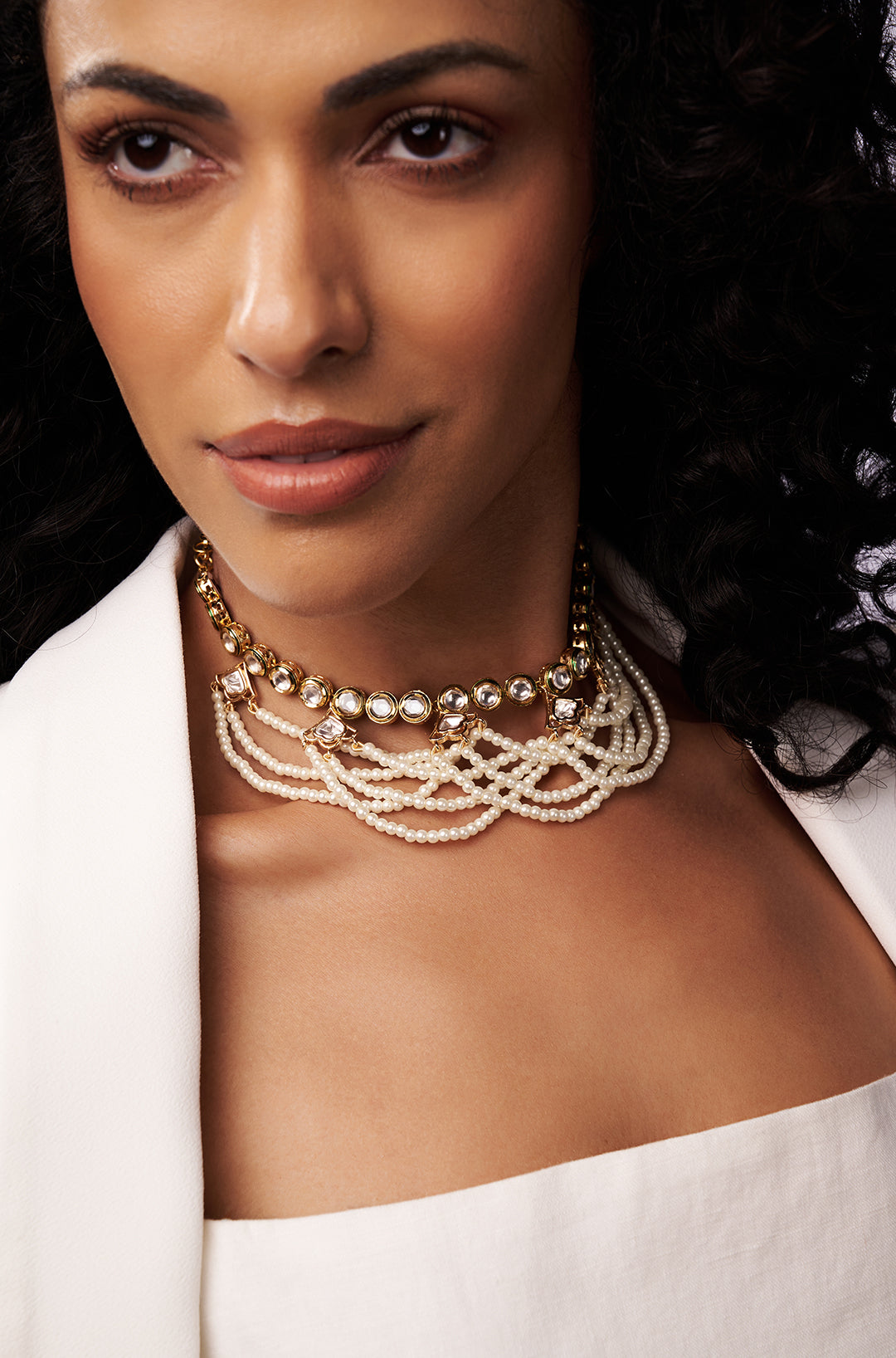 Pearl Layered Polki Necklace