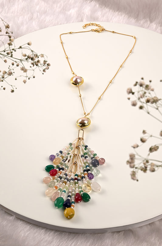 Multi Colour Necklace With Tassels