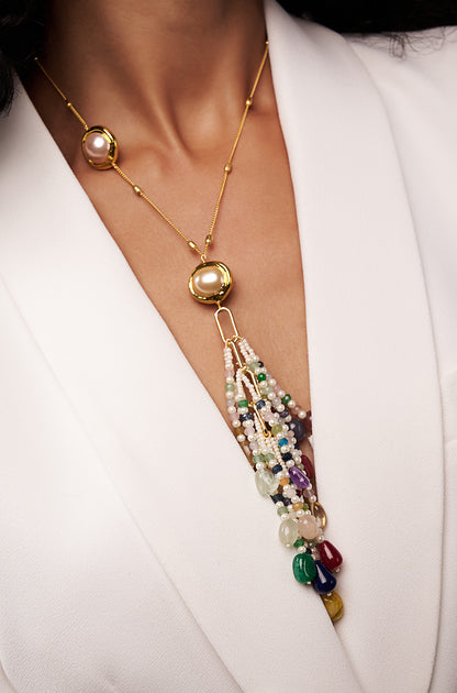 Multi Colour Necklace With Tassels