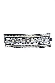 Silver Hand Embroidered Cuff Bracelet