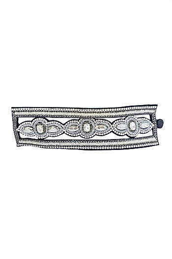 Silver Hand Embroidered Cuff Bracelet
