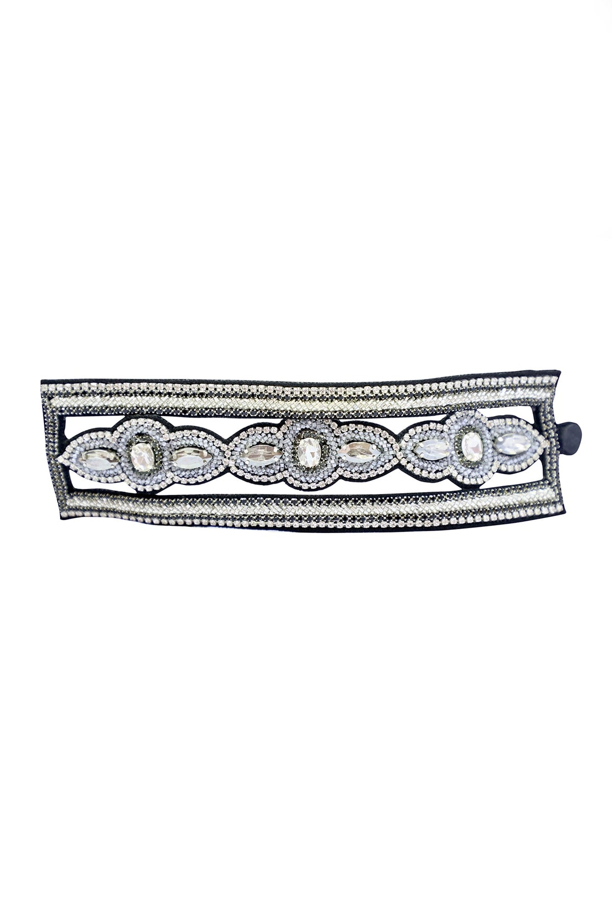 Silver Hand Embroidered Cuff Bracelet
