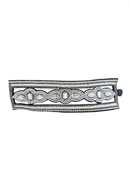 Silver Hand Embroidered Cuff Bracelet
