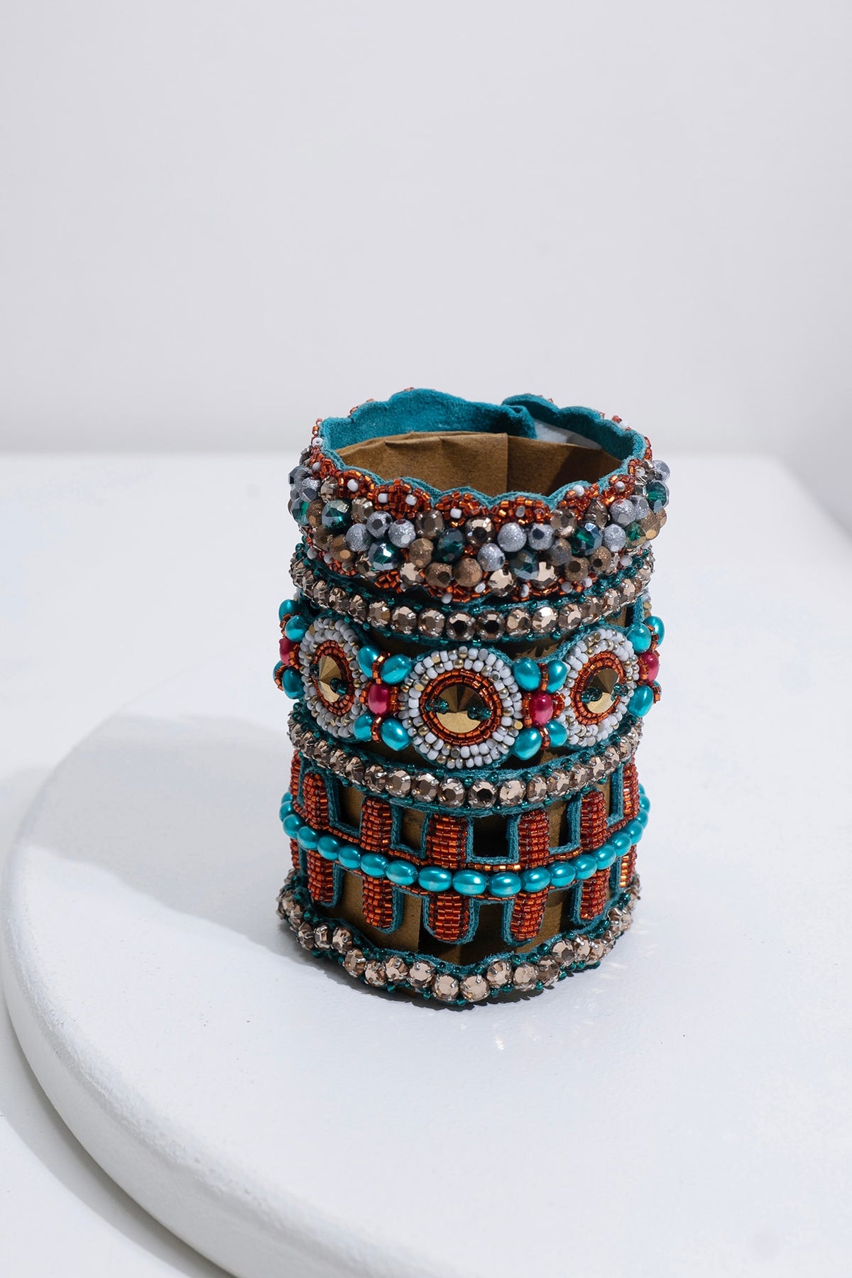 Multi-Colored Hand Embroidered Cuff Bracelet