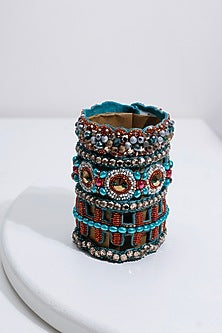 Multi-Colored Hand Embroidered Cuff Bracelet