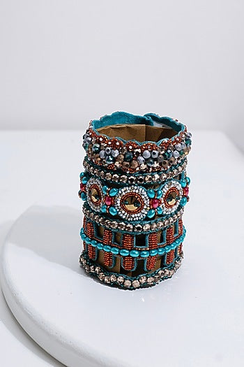 Multi-Colored Hand Embroidered Cuff Bracelet