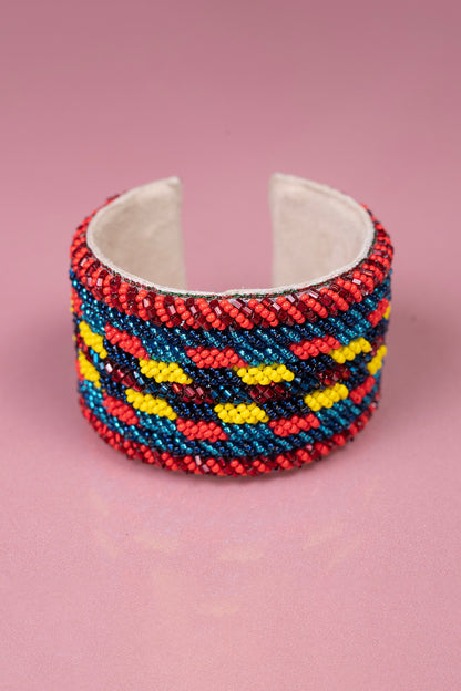 Multi-Colored Hand Embroidered Cuff Bracelet