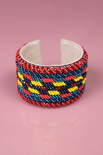 Multi-Colored Hand Embroidered Cuff Bracelet