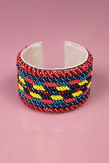 Multi-Colored Hand Embroidered Cuff Bracelet