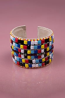 Multi-Colored Hand Embroidered Cuff Bracelet