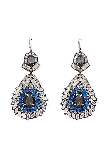 Blue Hand Embroidered Dangler Earrings