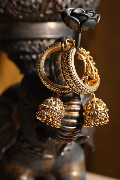 Carved Hoop Jhumkas 