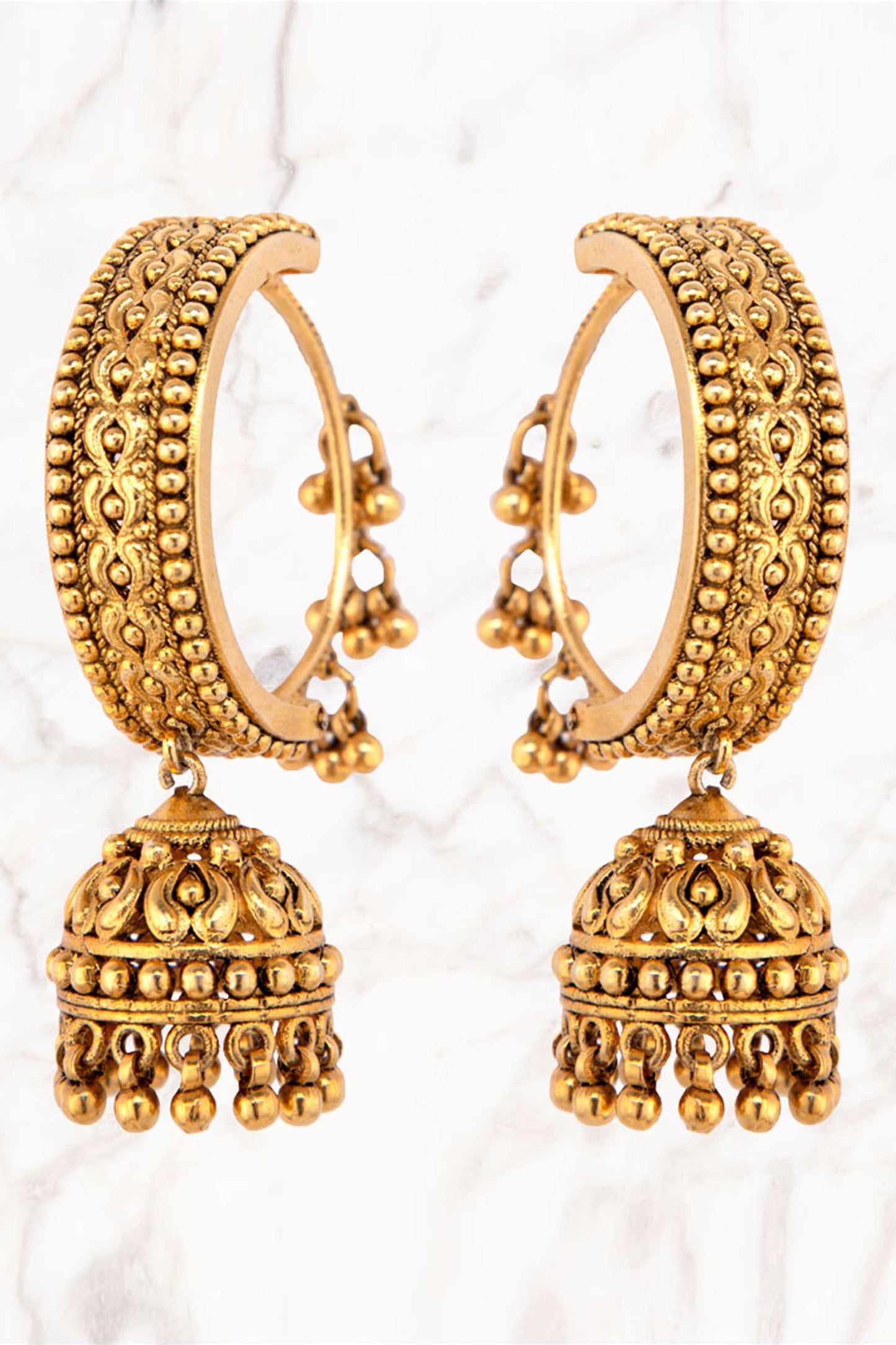 Carved Hoop Jhumkas 