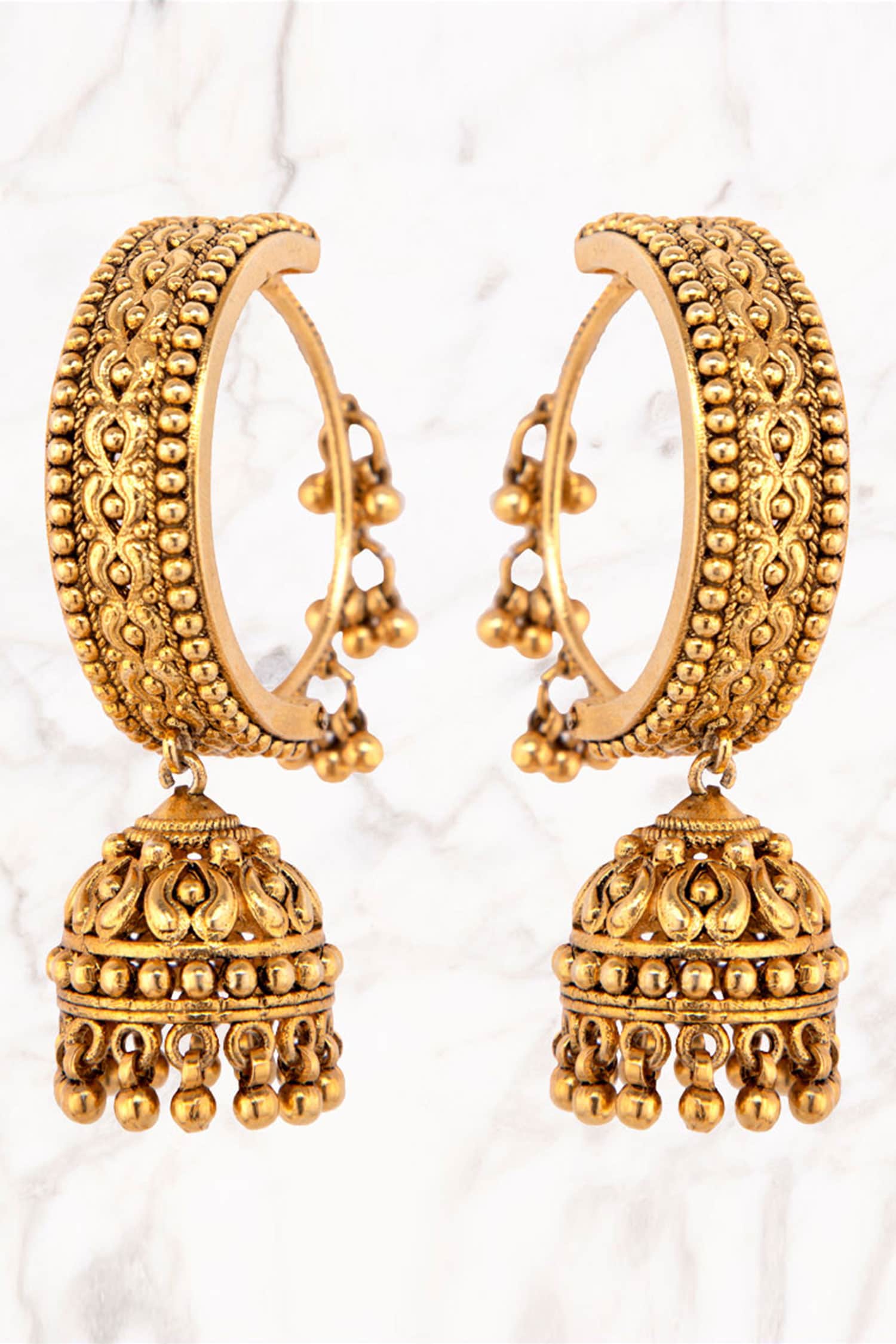 Carved Hoop Jhumkas 