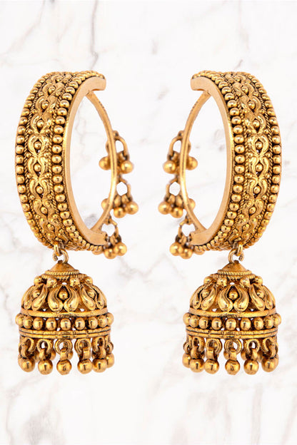 Carved Hoop Jhumkas 